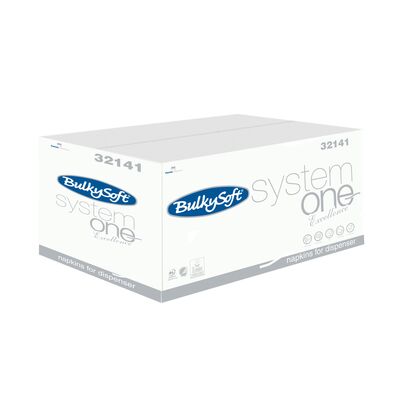 BulkySoft® 'System One' serviette 2 ply - 1/2 -  21 x 16 cm. - WHITE 200 pcs.  