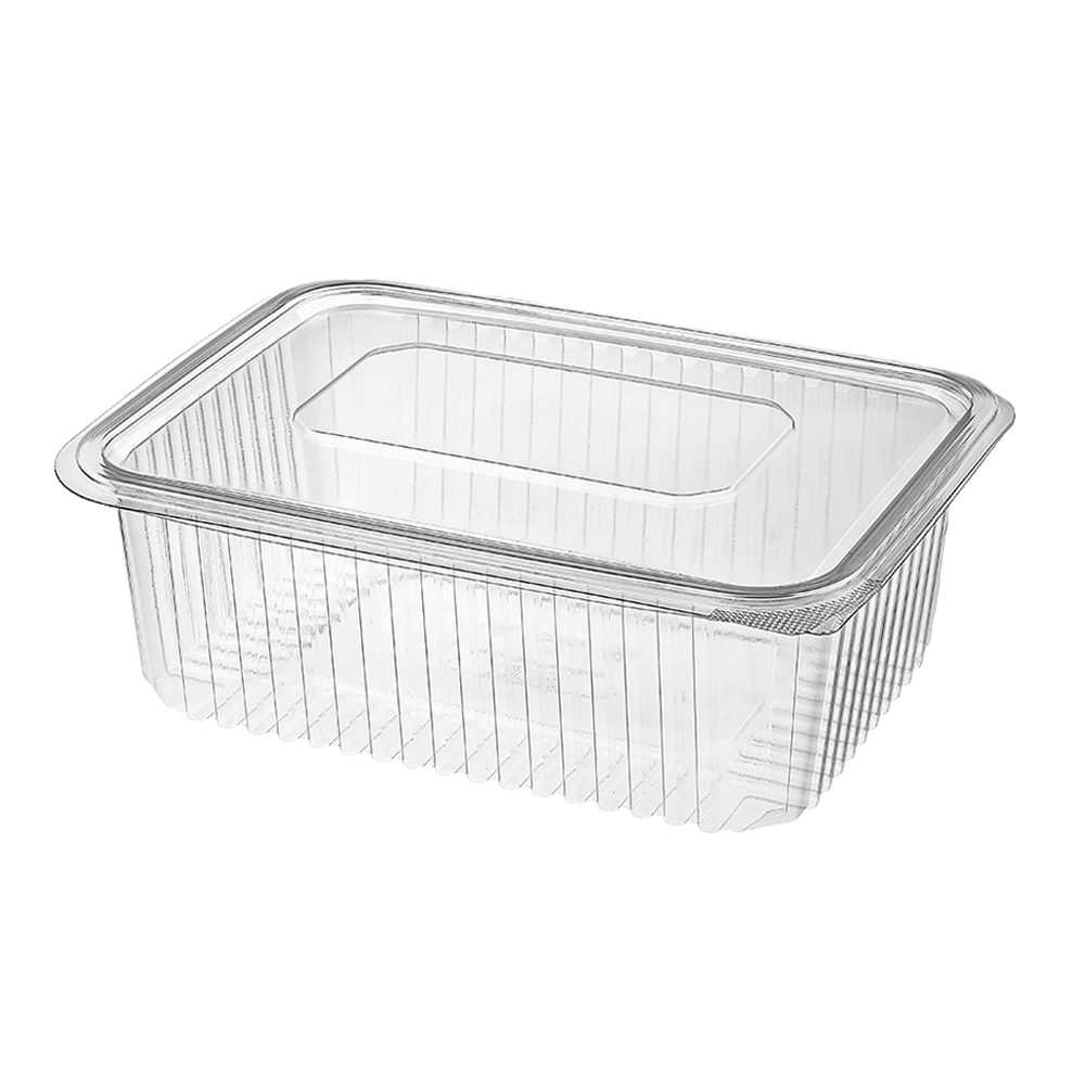 Barquette couvercle attenant PET 2000 cc. - 100 pcs.
