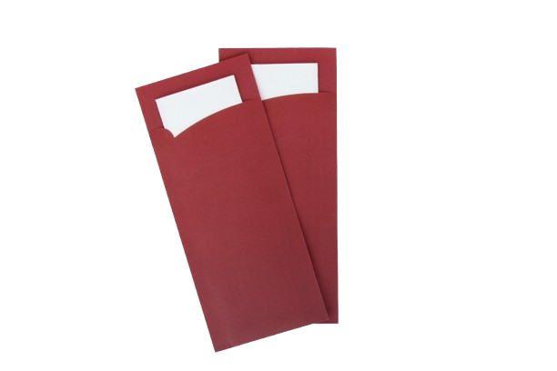 Pochette à couverts avec serviette blanche BORDEAUX- 600 pcs.
