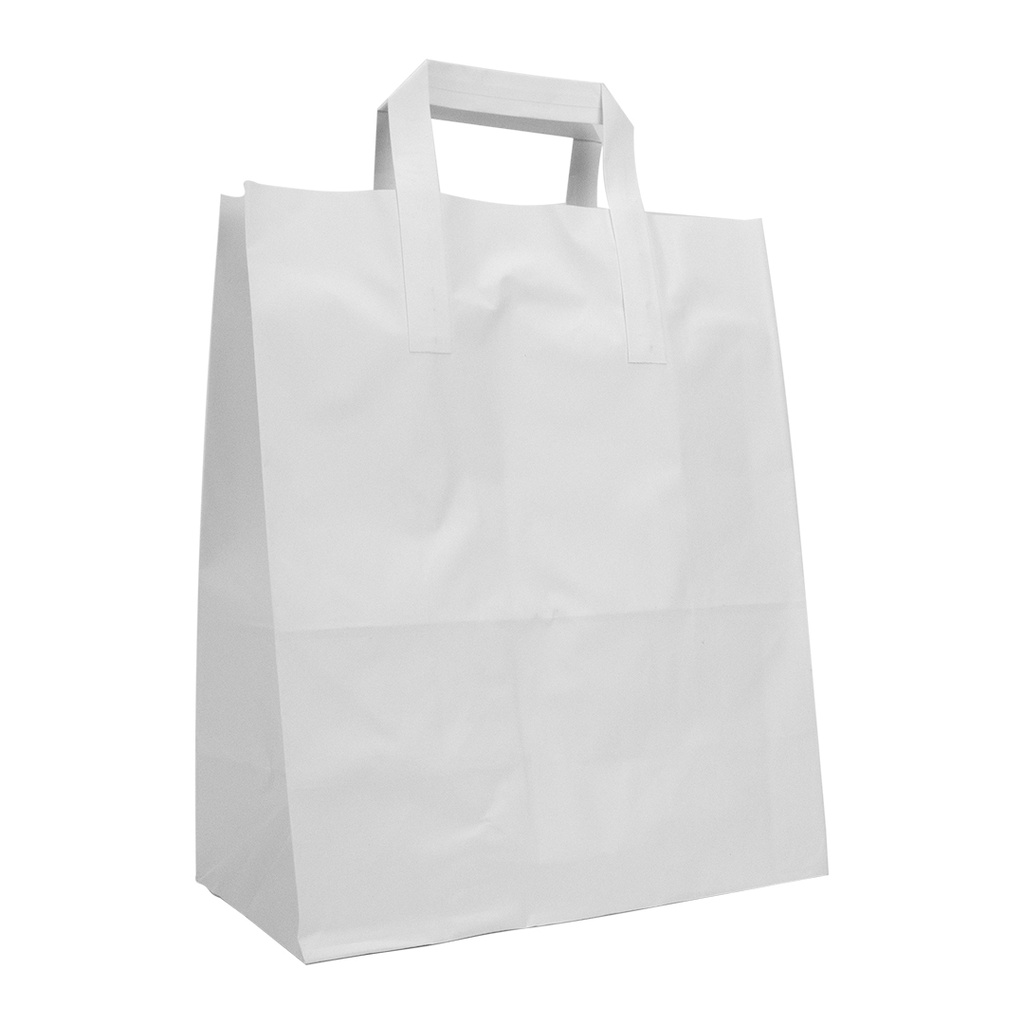 [261725W] Draagtassen papieren WIT  26+17x25 cm. 250 stk. 