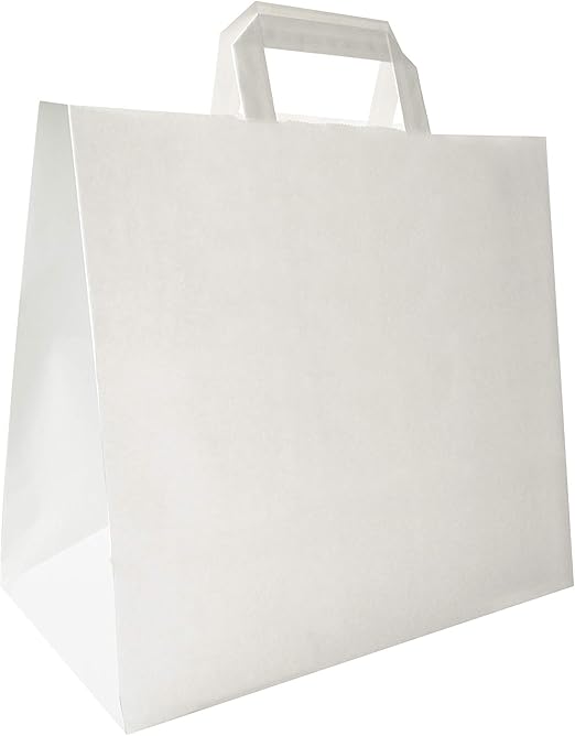 Draagtassen papieren WIT 32+16x27 cm. 250 stk