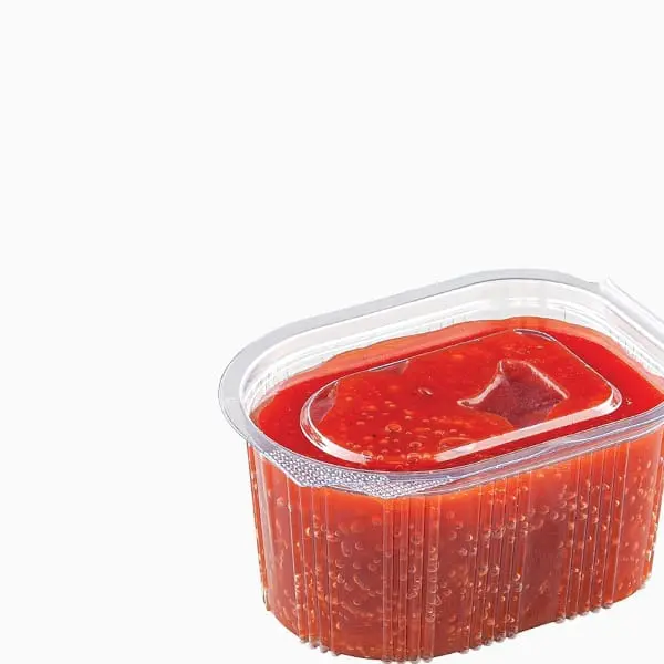 Pot à sauce 50 cc. + couvercle  oval TAL combi PET1000 pcs.