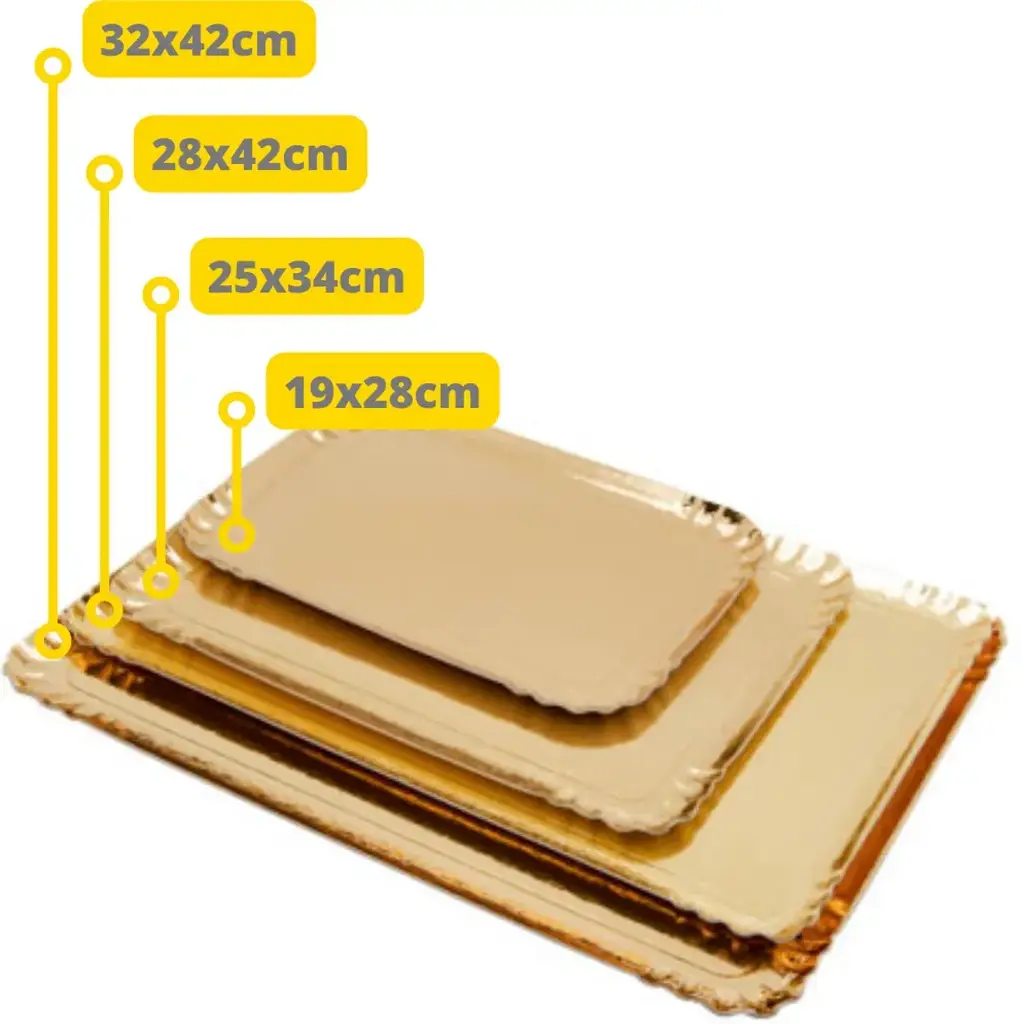 Plateau carton D'OR Rectangulaire 28*42 cm. - 25 pcs.