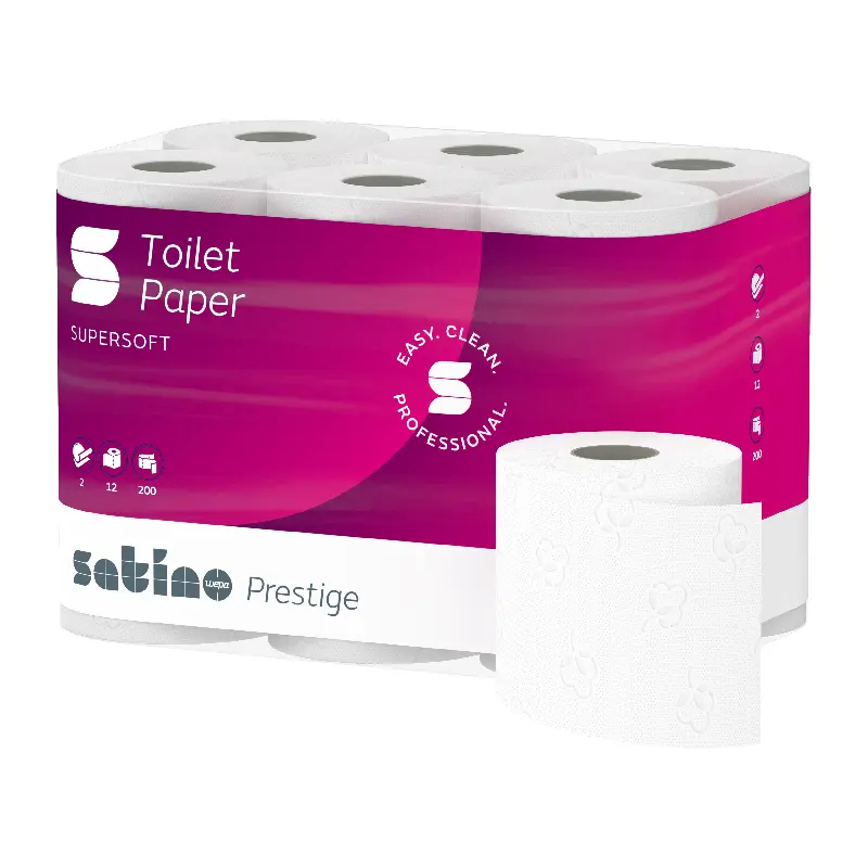 WC Papier SATINO PRESTIGE 2 ply 200 feuille - (8 x 12 roll)