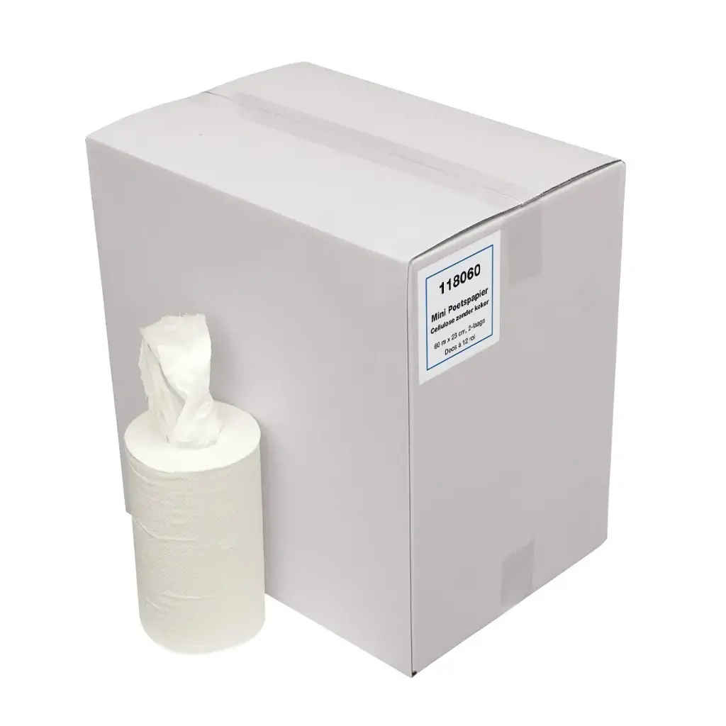 EU- Essuie Main dévidage central ''sans CORE'' MINI cellulose 2 ply - 12pcs.