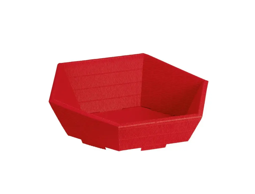 Panier cadeau en carton hexagonal ondulé 290x60x105Ø270mm Petit - Rouge - 25 pcs.