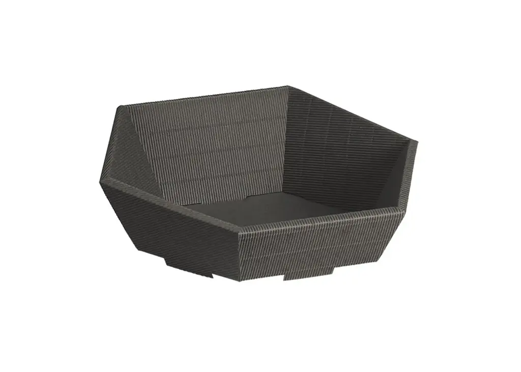 Panier cadeau en carton hexagonal ondulé 380x75x130 Ø340mm Medium - anthracite - 25 pcs.