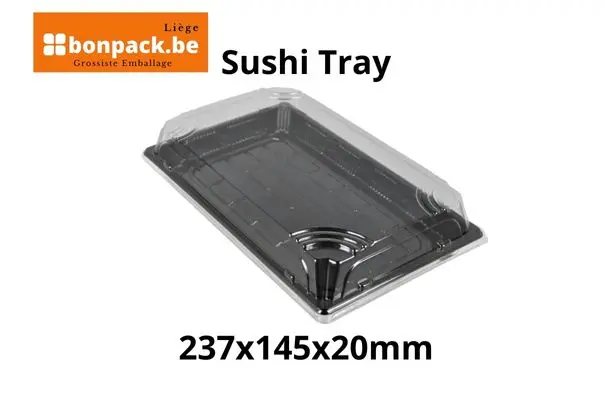 Sushi Tray Noir + Couvercle  Combi SY-09 / 237x145x20mm - 300 pcs.