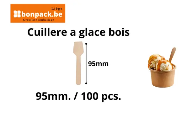 CUILLERE A GLACE 95 BOIS - 100 pcs.