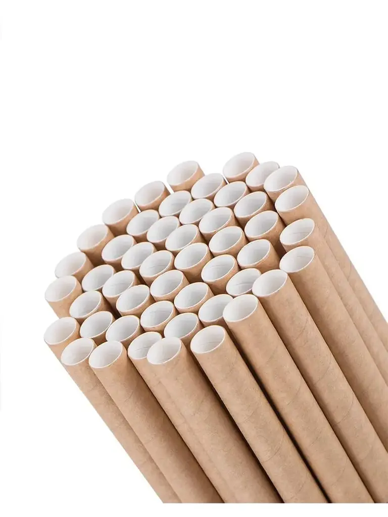 Papieren rietjes 240 mm - Ø8 mm, bruin/recht - 100 stuks.