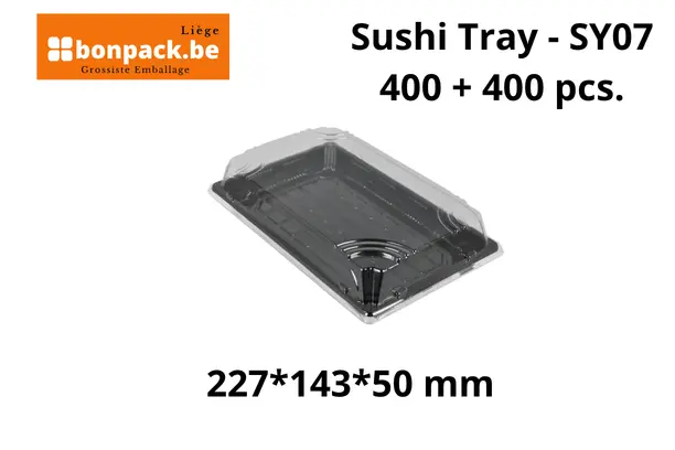 Sushi Tray Noir + Couvercle  Combi SY-07 / 227*143*50mm - 400 pcs.
