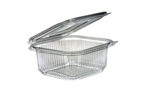 100500 - Barquette couvercle attenant PET 500 cc. - 100 pcs.