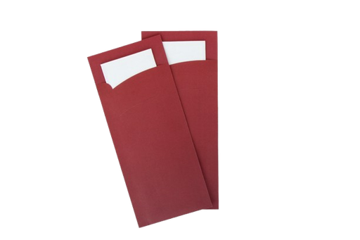 Pochette à couverts avec serviette blanche BORDEAUX- 600 pcs.