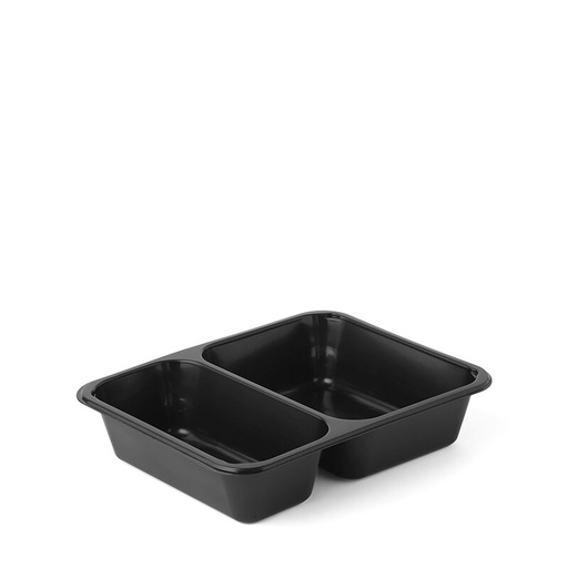 [1232] Assiette menu tray PP noir 225x175x45 mm - 2 comp. - 125 pcs.