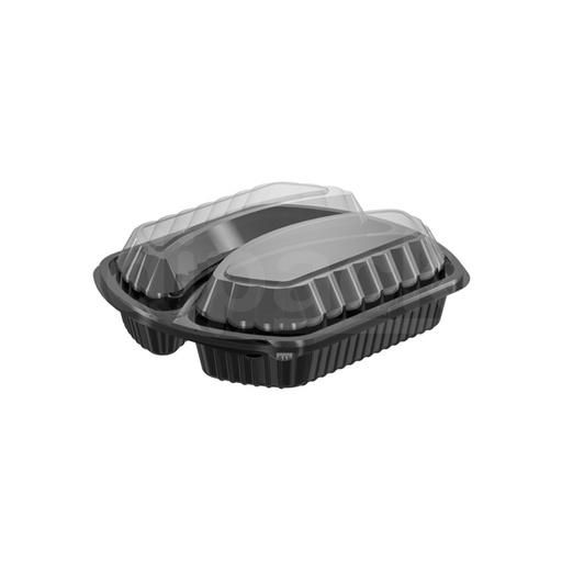 [1334] Menu tray PP noir combi + couvercle- 2 comp. - (4*50 pcs.) 200 pcs.  