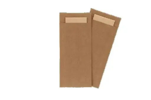 Pochette à couverts avec serviette blanche BRUN BIO- 600 pcs.