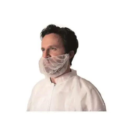 [GMB1236] Cache barbe Blanc non tissé + élastiques - 100 pcs.