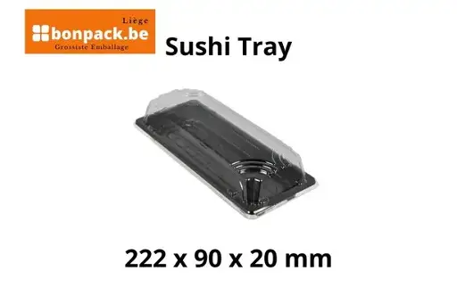 Sushi Tray Noir + Couvercle  Combi SY-02 / 222 x 90 x 20mm - 400 pcs.