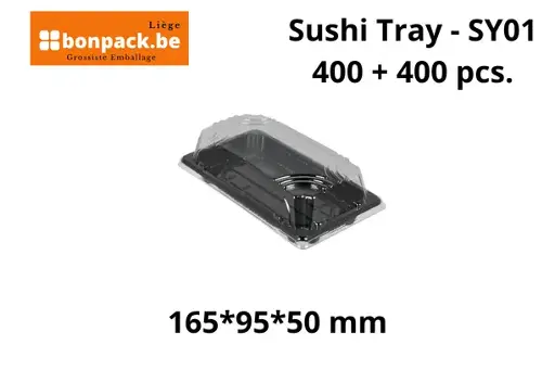 Sushi Tray Noir + Couvercle  Combi SY-01 / 165*95*50mm - 400 pcs.